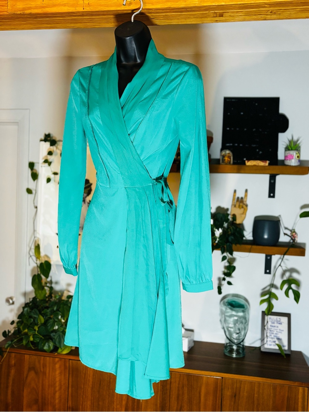Marciano by Guess Silk Emerald Green Wrap Dress - Size S - Like New!